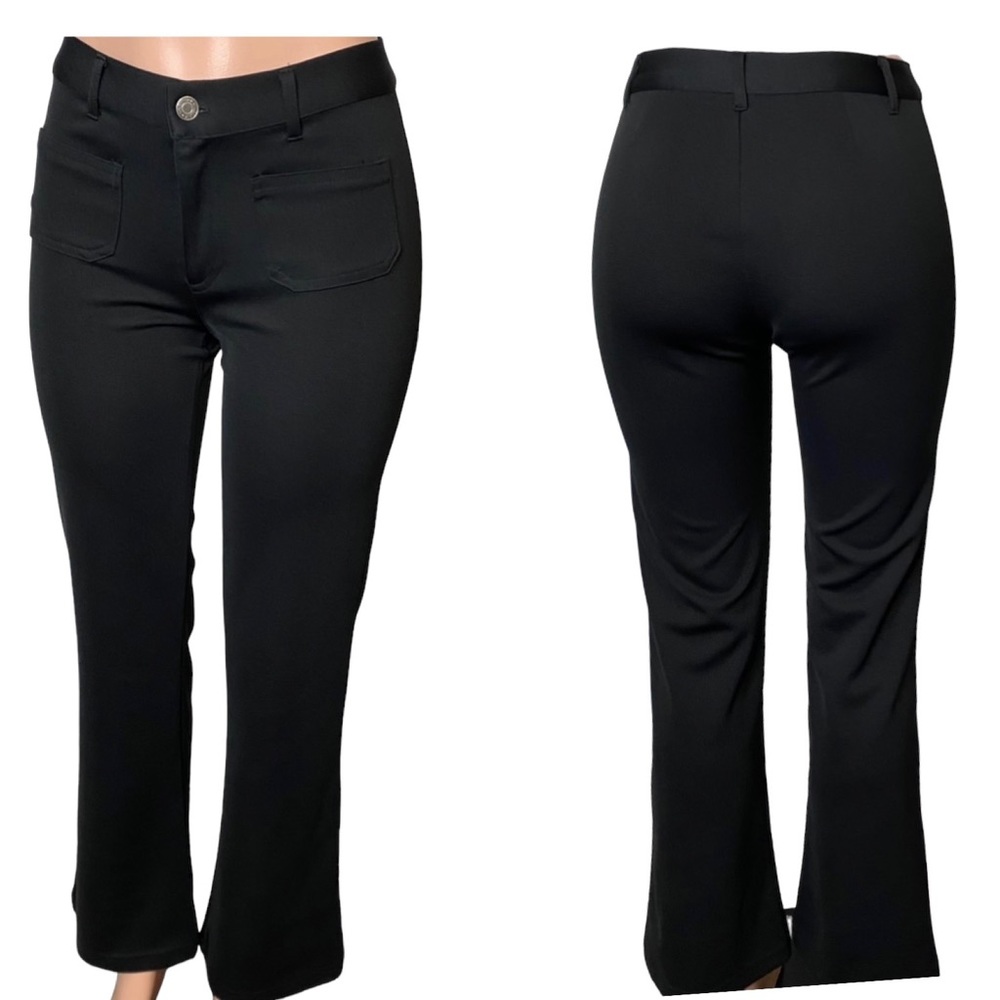 Spacegirlz Polyester Jet Black Belt Loop Pants Button & Zipper Closure Size 9